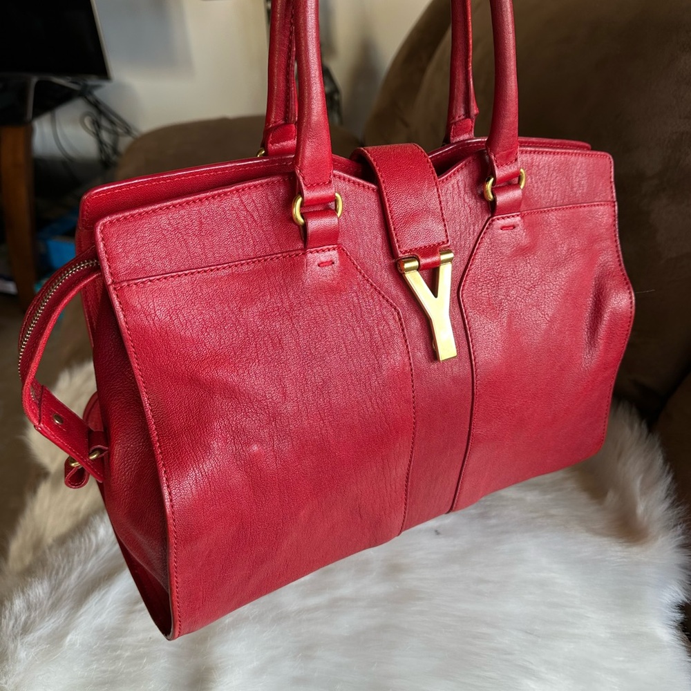 Red Leather Tote Bag